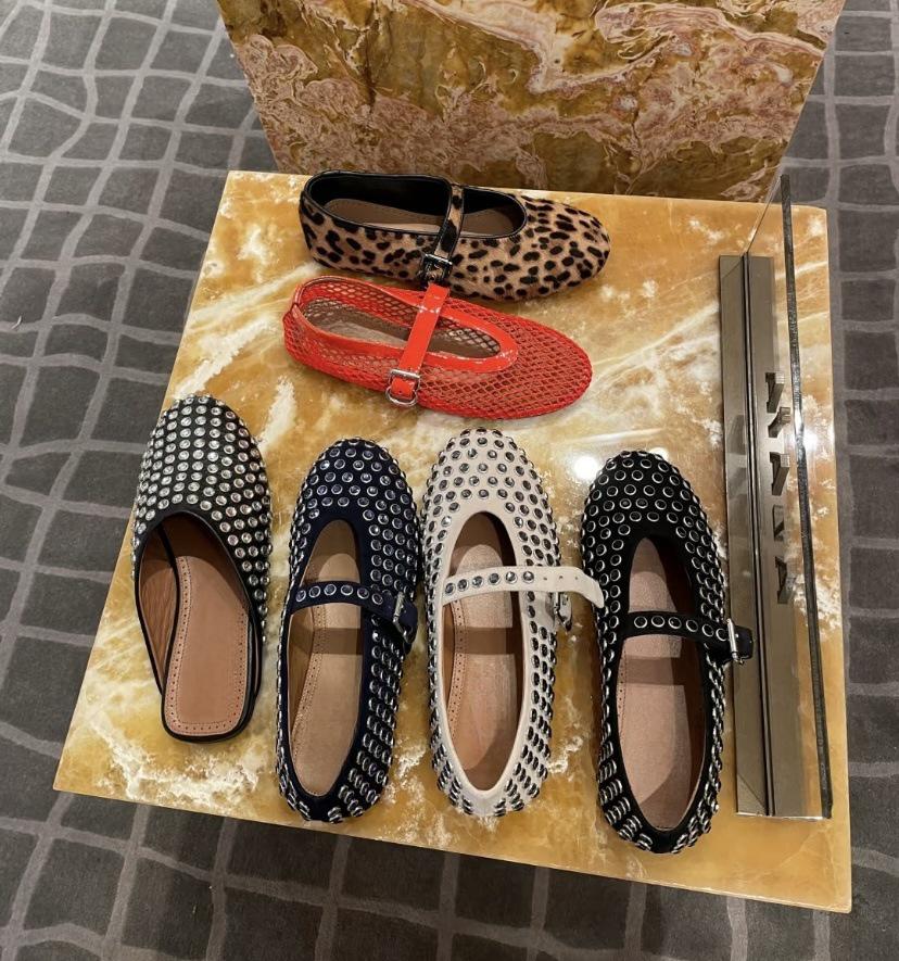 Migua Suede Crystal Mary Jane Flats with Rivets