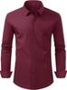 Camisa Social Masculina de Manga Longa Elástica Não Amassa - Cor Sólida
