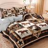 3pcs Brown Horse Ranch Bedding Duvet Cover Set Western Horse Bedding Quilt Set Rustic Horse Themed Bed Quilt Set Patchwork Horse