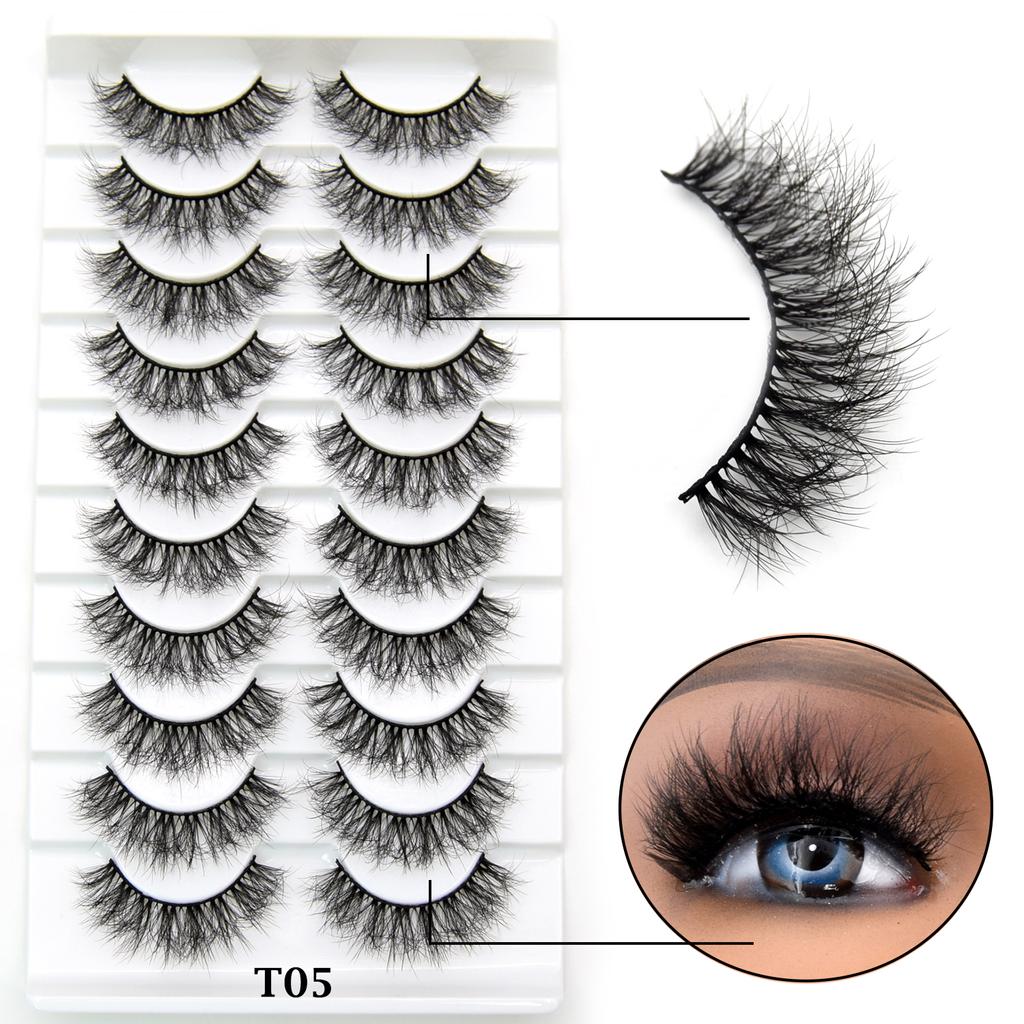 10 Pairs Eyelashes Natural Long 3D Mink Lashes Fluffy Volume Mink False Eyelashes Cruelty Free Wispy Lashes Makeup