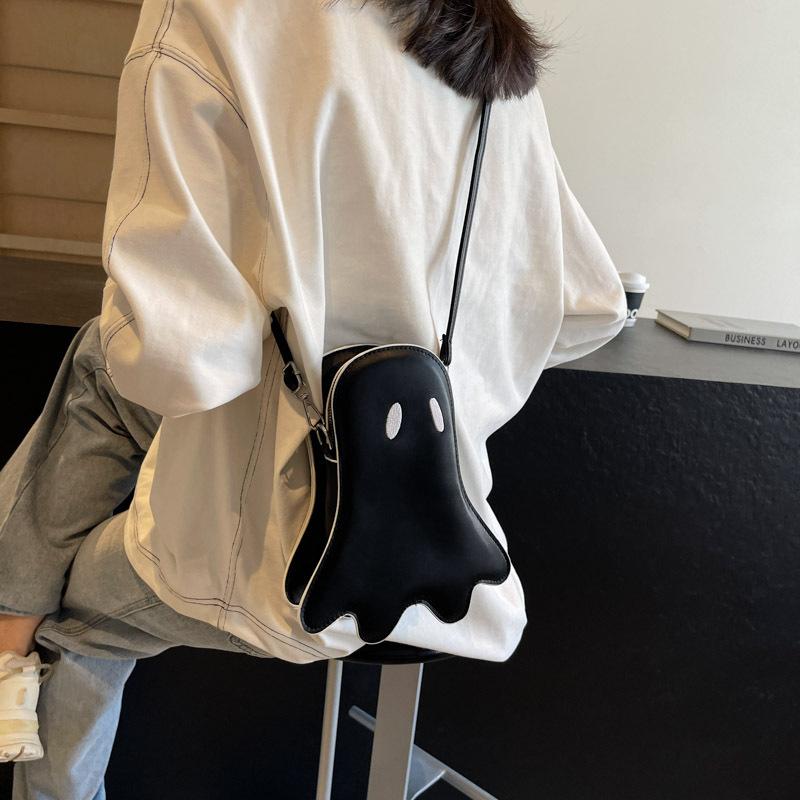 Borsa a Spalla Fantasma di Halloween da Donna in PU Pelle Gotica Borsa a Tracolla Novità Teschio Demone Divertente Borsa a Mano Fantasma Femminile Portafoglio