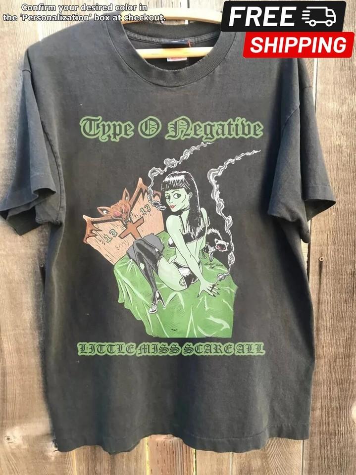 

Type O Negative Little Miss Scare All Vintage 90#039s Charcoal Short Sleeve Tshirt Unisex T-Shirt S