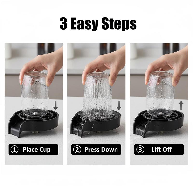 High Pressure Cup Washer for Household Sinks Bars Coffee Shops Automatic Glass Rinser Coffee Cup Milk Bottle Cleaning Tool
