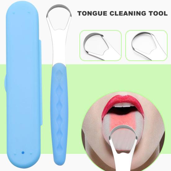 Hollow Hole Tongue Cleaner Double Side Lightweight Tongue Scraper Oral Brush with Portable Case for Travel