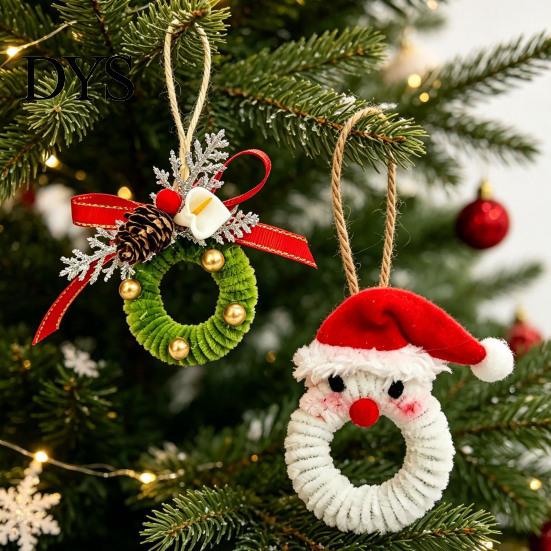 DIY-Stil Baumbehang Ornamente Handgefertigte Pfeifenreiniger Weihnachtsdekoration, Fertige Chenille-Stiele Kranz Bastelbedarf Kreative Partyartikel mit