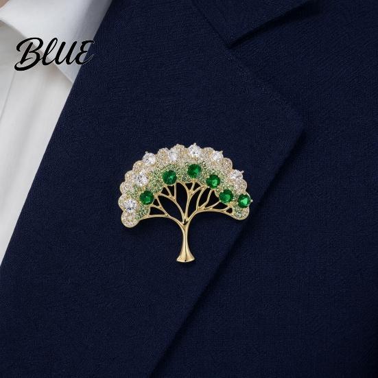 Statement Brooch Pin Wishing Tree Design Lapel Pin with Sparkling