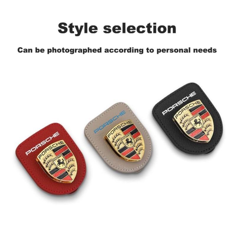 3D Metal Car Logo Glasses Clip Sunglasses Credit Card Storage Holder For Porsche 911 Pajun Cayenne Cayman Panamera Macan Taycan
