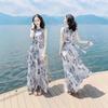 2025 Women's Early Spring Bohemian Ink Print Beach Dress