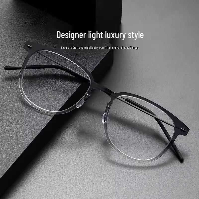 

6549HS Pure Titanium Ultralight Designer Eyeglass Frame for Men Red and Gold