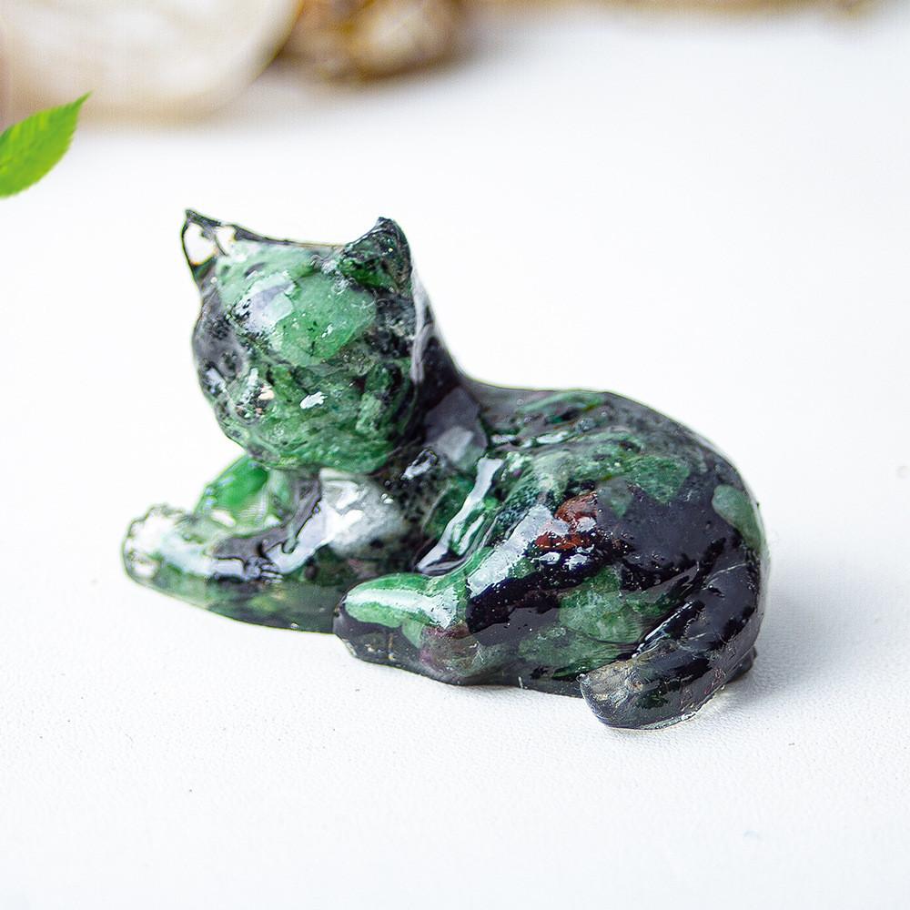 Resin Encrusted Natural Crystal Chips Resin Cat Figurine Home Decor Gift For Friends