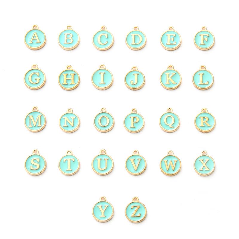 AZ Alphanumeric Epoxy Alloy Double-Sided Pendant for DIY Jewelry & Accessories