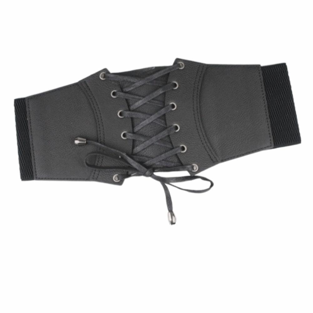 Elastic Wide Cummerbunds Solid Color Western Cowboy Belt Retro PU Leather Corset  Outfits