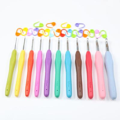 Wool Knitting Tool Tpr Soft Handle Solid Hook Set Silicone Crochet With Accessories Bubble Shell Rainbow Crochet