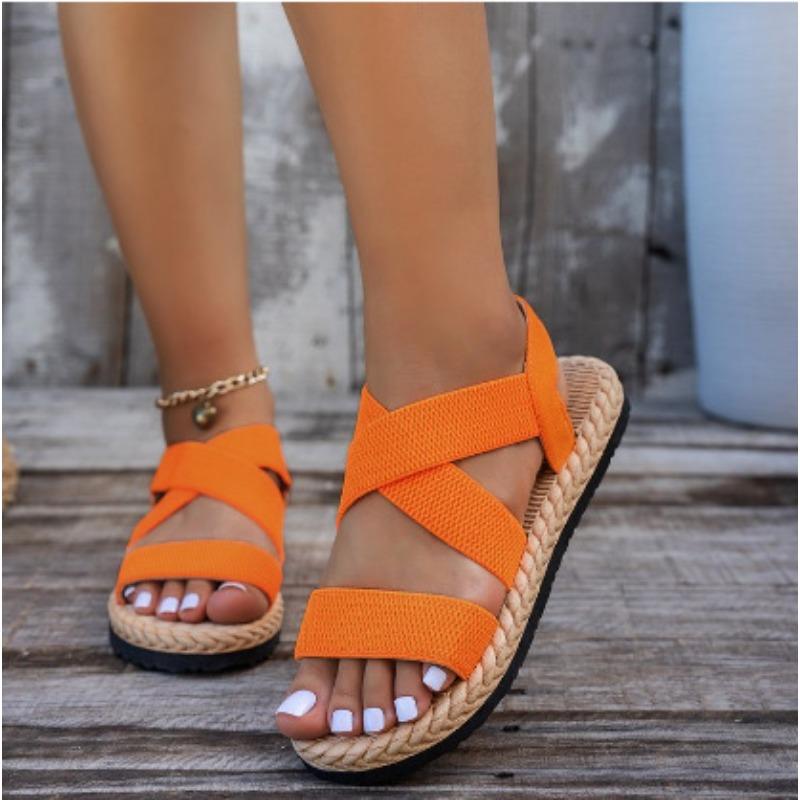 Sandals Women's Spring New Flat-soled Student Roman Shoes Beach Sandals Soft-soled Cross Large-size Women's Shoes