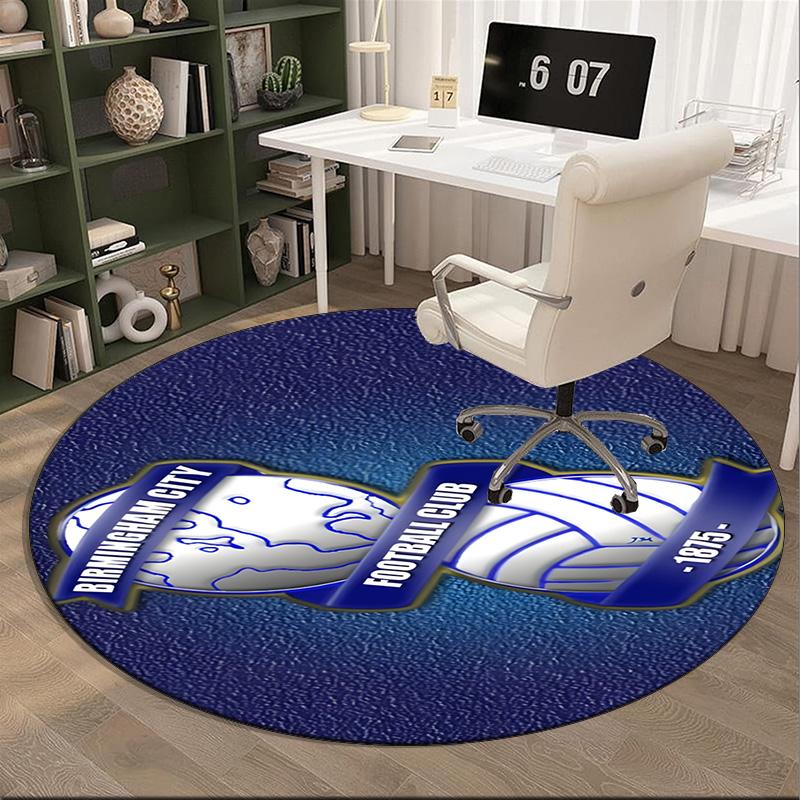 1PC round rug Birming-ham Football Club Printed Round Area Rug ,Rug For Home Office, Round Chair Rug, Decorative Carpet Fan gifts Christmas gift