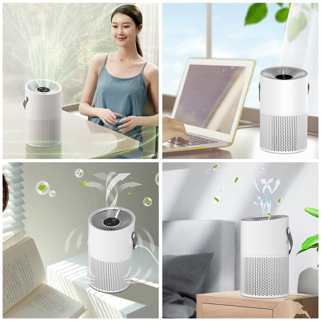 Air Purifiers for Bedroom Home, 4 Layers Quiet Air Filter for Dust Smoke Pollen Pet Dander Hair Odor, Small Air Purifier for Office Living Room