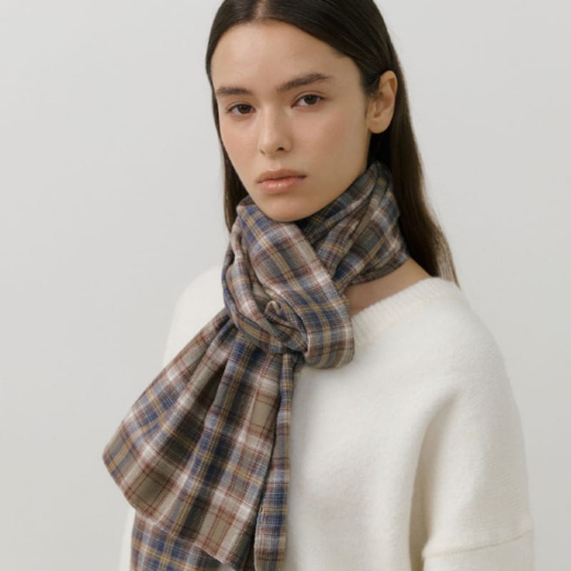 

BB’DE SOLI’DE dual check scarf (2colors) khaki