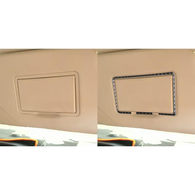 Carbon Fiber Car Accessories Vanity Makeup Mirror Panel Frame Modified Interior Cover Sticker Trim For Ford Focus MK3 2012-2018