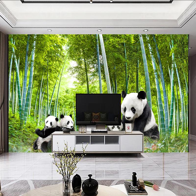 Grüner Bambus-Panda-Wandbild, 3D-kreative Fototapete, Wohnzimmer, Schlafzimmer, Küche, Restaurant, Heimdekoration, Wandaufkleber