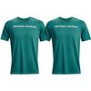 Under Armour Logo Print Crew Neck Short Sleeve T-Shirt Men Tops Aqua-Green 1370533-452