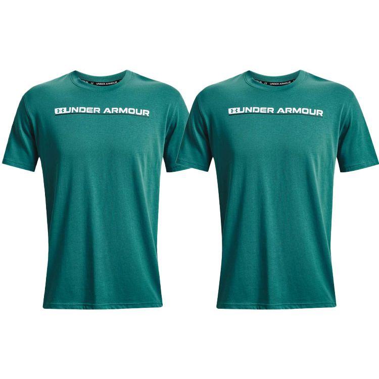 Under Armour Logo Print Crew Neck Short Sleeve T-Shirt Men Tops Aqua-Green 1370533-452