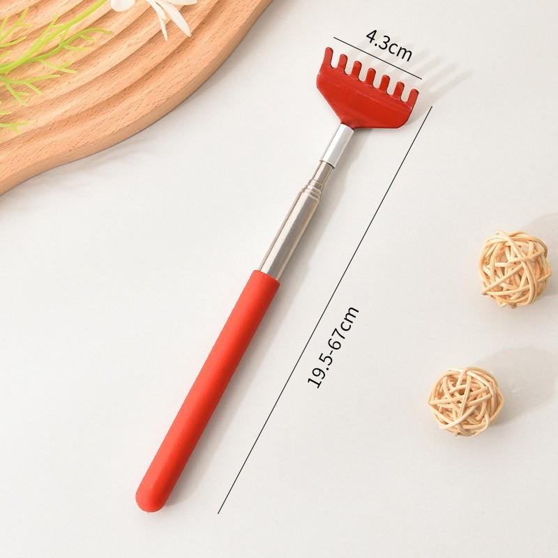 

Телескопическая чесалка для спины, массажер для чесания спины, металлический инструмент из нержавеющей стали с сумкой для переноски красный