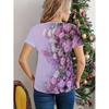 Women's Casual Elegant Round Neck T-Shirt - Floral Print Summer Top Maroon Color Block Design Breathable Medium Stretch Casual