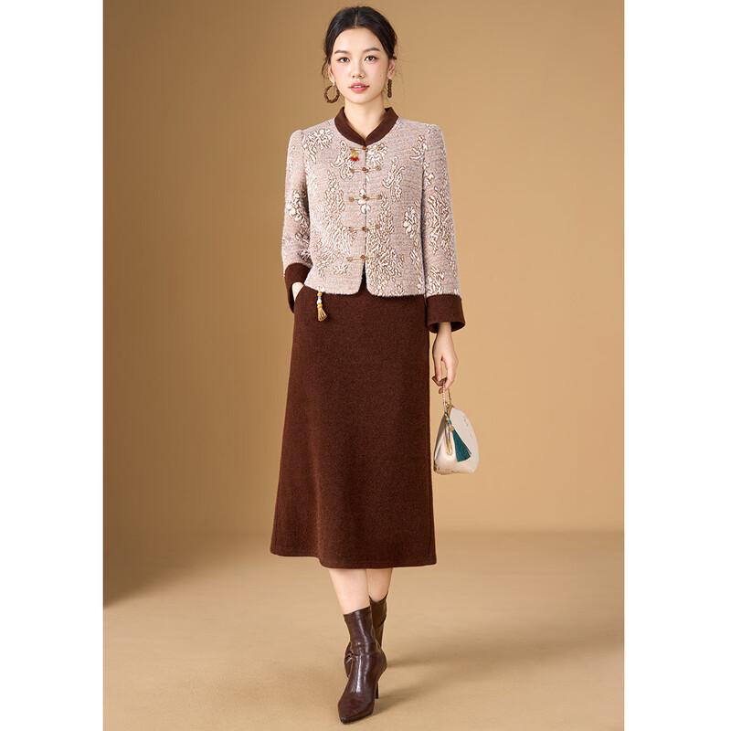 Meilannie New Chinese Buttoned Velvet Skirt Set S