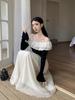 Pure Desire Ruffle Patchwork One-Shoulder Women's Long-Sleeve Waist-Cinched Autumn Top