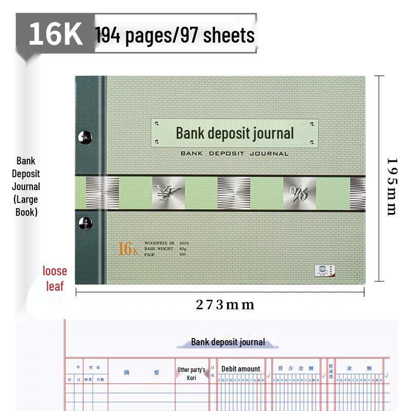 100-Page Financial Accounting Ledger: Cash, Bank Deposit & General Ledger Book