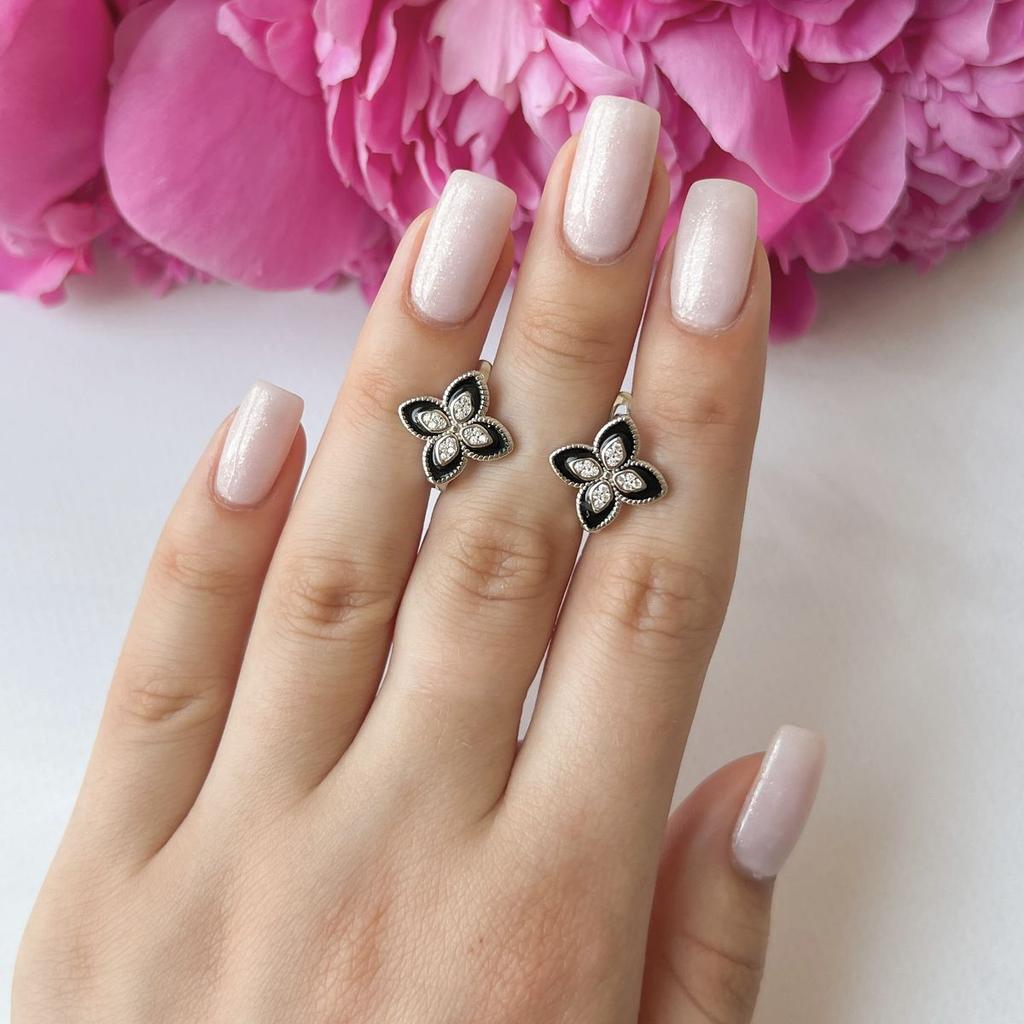 Silberohrringe mit Emaille, Zirkonia (2145066)