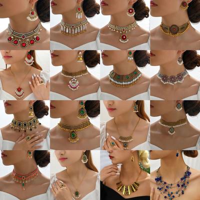 Jewelry, Ethnic Retro Gemstones, Beads, Jewelry 2-piece Set, Earrings, Necklaces.