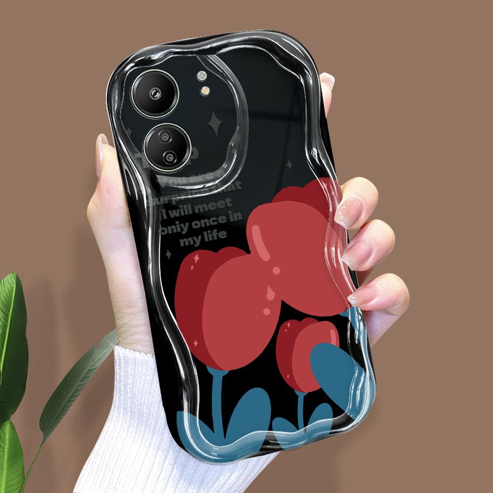 Cute Cartoon Wzór Kremowa Tekstura Obudowa Falista Krawędź Miękkiego Silikonu Pokrywa Etui na Telefon do Xiaomi Redmi