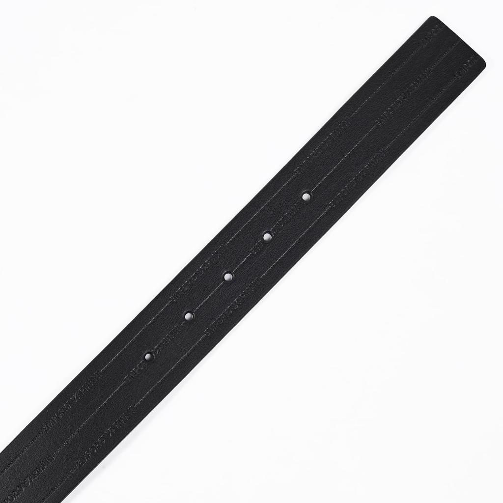 Emporio Armani Wide Belt with Embossed Black and Stringa System EM001772 AF15136 MC080 Men's 3.5cm Logo, Blue, Compatible, Reversible, [Used]