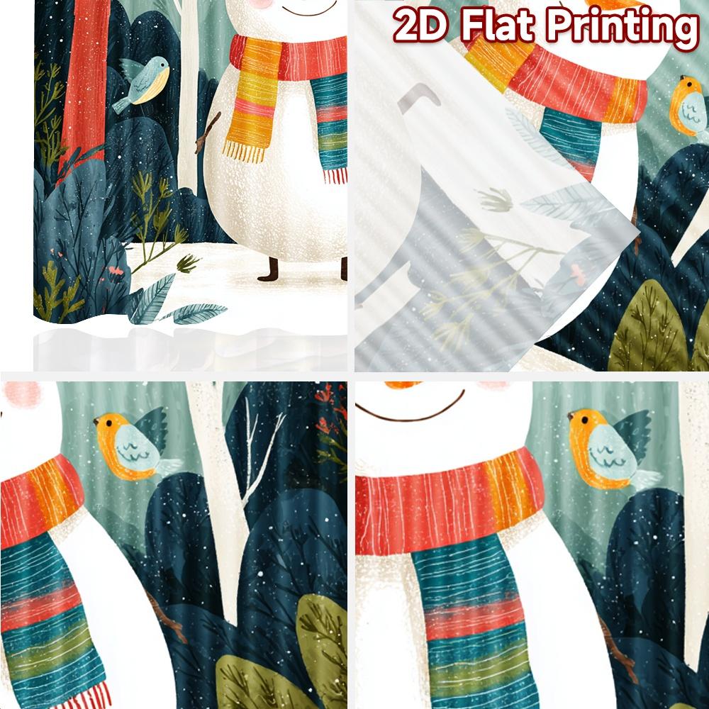2pcs, 2D FLAT PRINTING Curtains (Without Rod) Snowy Friend Christmas Festival Fashion Curtains Polyester Curtains Thermal