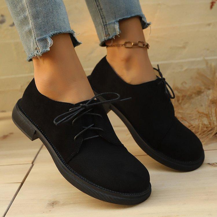 Mode Clasic Schnürschuhe Wildlederimitat Runde Pumps Schuhe Damen Vintage Mix Farbe Mittelhoch Einzelne Schuhe Frauen Heißer Verkauf Große Größe Slipper Mujer