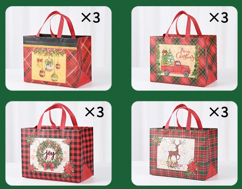 8/12/16pcs Large Christmas Gift Bags, Christmas Tote Bags with Handles, Reusable Non-woven Christmas Shopping Bags