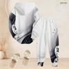 Women Plus Size Gem Heart Printed Two Piece Set Long Sleeve Hooded Top Cuffed Pants