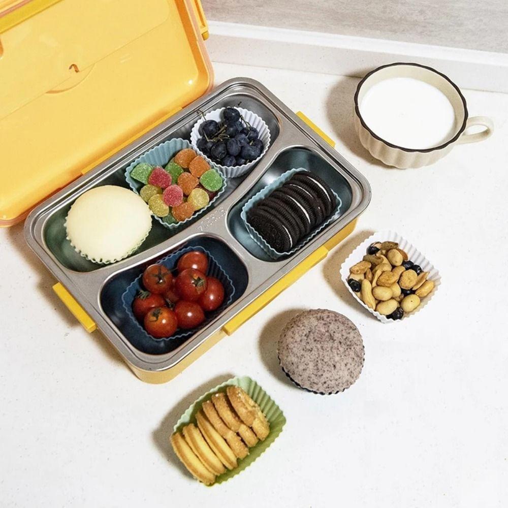 24Pcs Round/Square Silicone Muffin Molds Creative Lunch Box Dividers  Baking Supplies