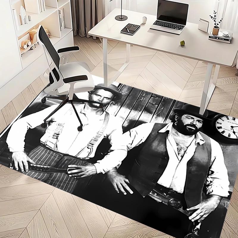 1 pièce Tapis de zone imprimé Terence Hill et Bud Spencer - Tapis d'intérieur doux, lavable et antidérapant, Tapis décoratif pour salon, bureau à domicile, Décoratif de bureau