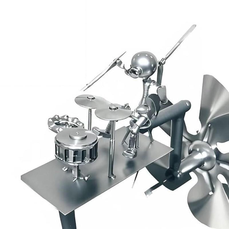 

Metal Wind Spinner Handmade Metal Drummer Windmill Statue Rust-proof DIY Decorative Wind Power Rock Art Statue for Yard Garden