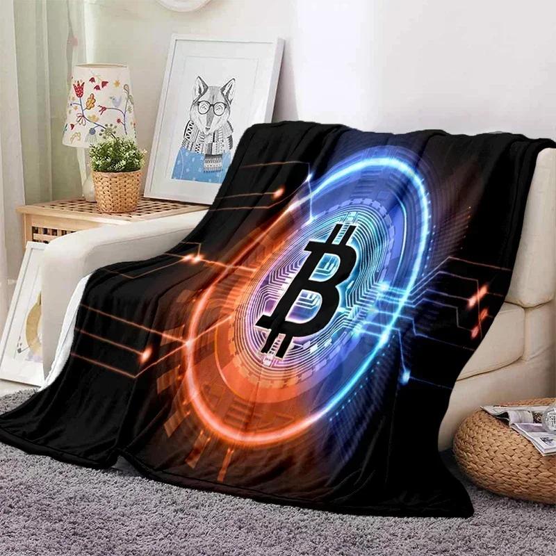 Bitcoin Soft Throw Blanket Game Blanket Bed Throw Blanket Warm Cartoon Printed Bedspread Bed Couch Sofa Birthday Gifts for Boys