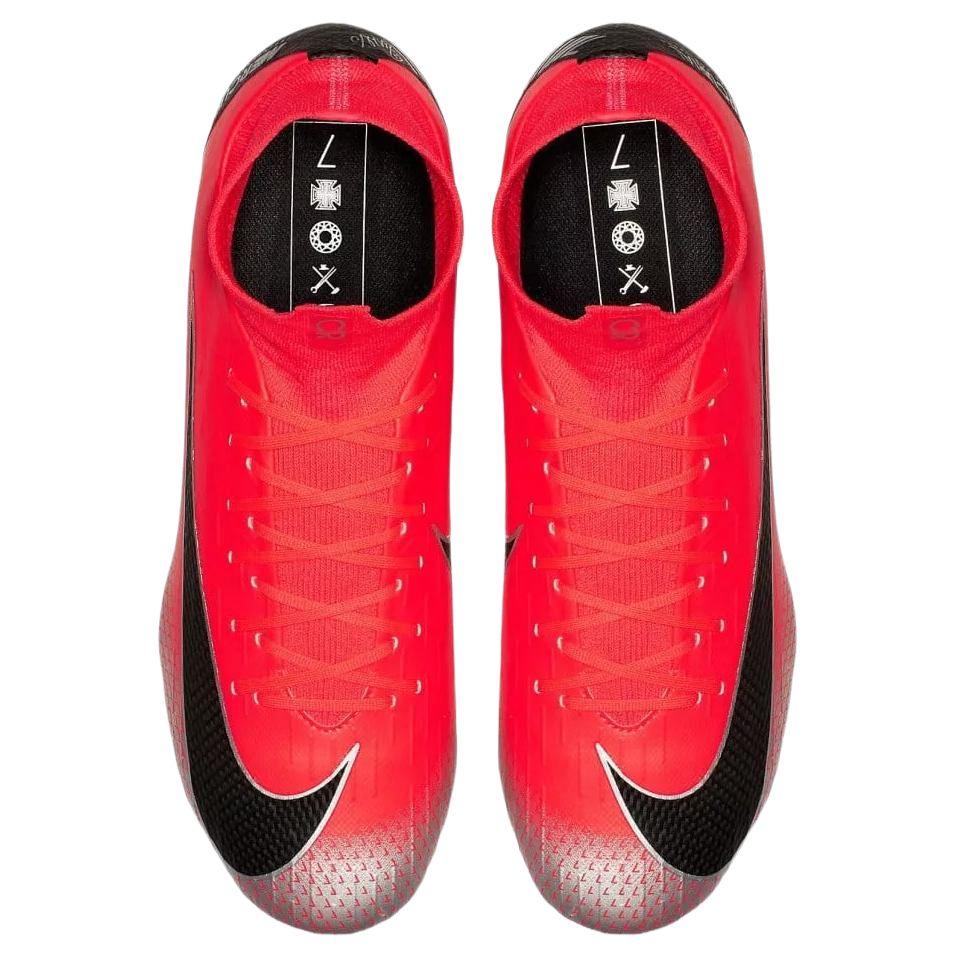 Nike Mercurial Superfly 6 Pro CR7 FG Bright Crimson Men Cleats Red Black-Chrome-Dark-Grey AJ3550-600