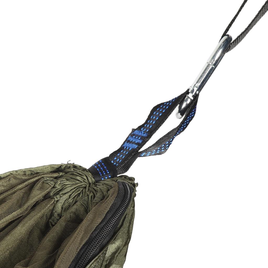 Camping Hammock with Net 210T Nylon Fabric Anti Fall Foldable Dark OD Green 440.9lb Portable Hammocks for Ourdoor Travel