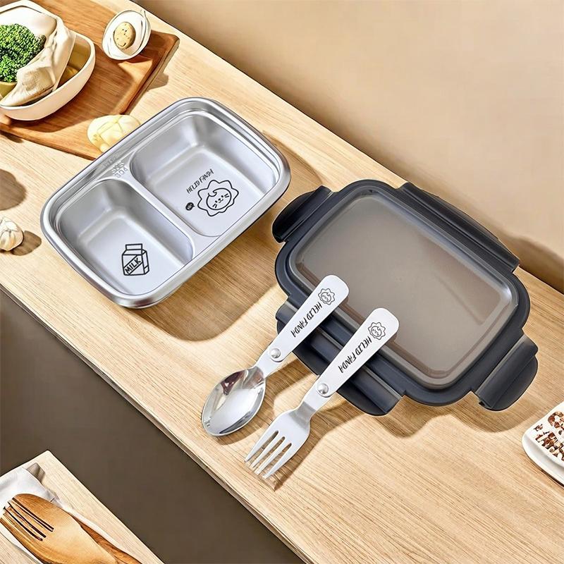  Portable Lunch Food Container Students Kids 304 Stainless Steel 304 Stainless Steel Sealed Divided Bento Lunch Box