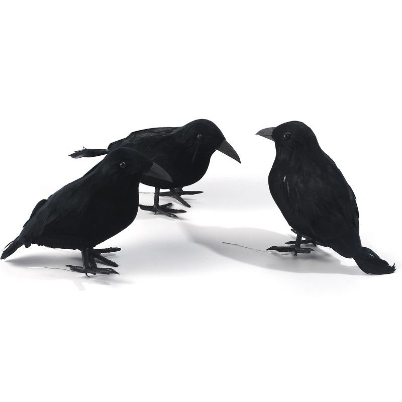 1pc/3pcs/4pcs Realistic Crow Outdoor Table Decoration,Black Artificial Feathered Raven,Indoor Halloween Decorative Crow Ornament