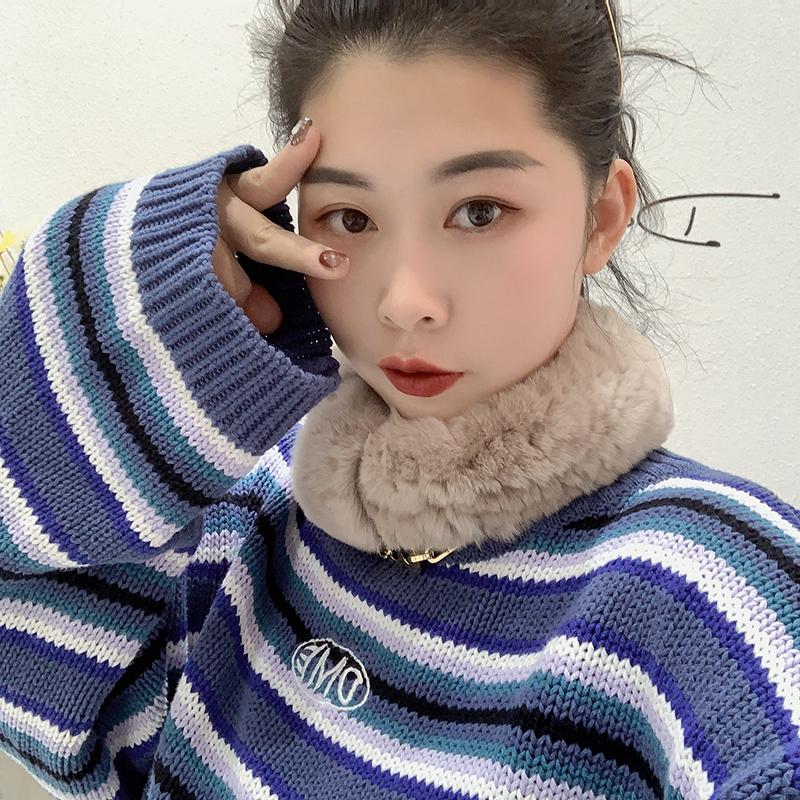 Damen Luxus Winter 100% Rexkaninchenfell gestricktes elastisches Stirnband hohe Qualität echtes Fell Haarband Mode Rexkaninchenfell Schal