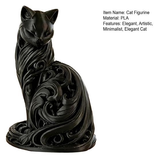 Minimalistische Elegante Katzenstatue 3D Gedruckte Katzenfigur Modernes Schreibtischornament für Schlafzimmer Wohnzimmer Büro Schreibtisch Dekoration