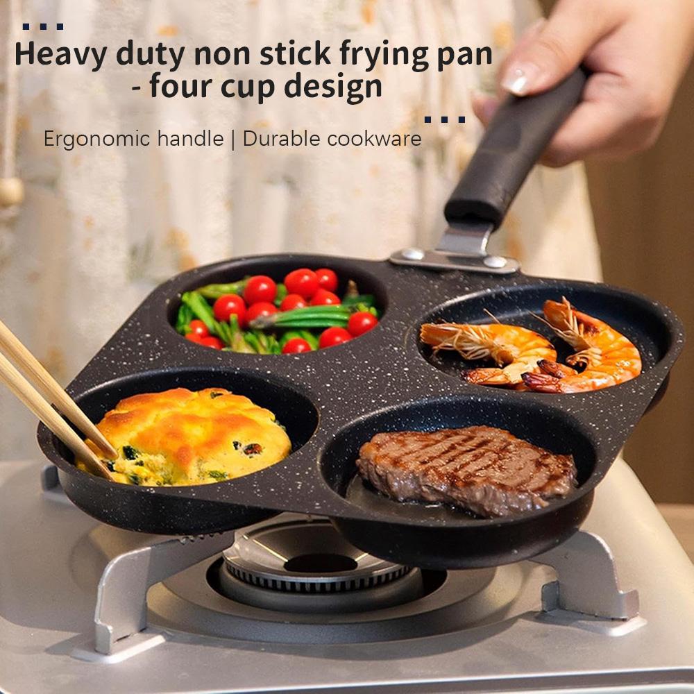 Four hole non stick frying pan - perfect for eggs, pancakes, etc. | Durable iron material | Perfect for home and restaurant use