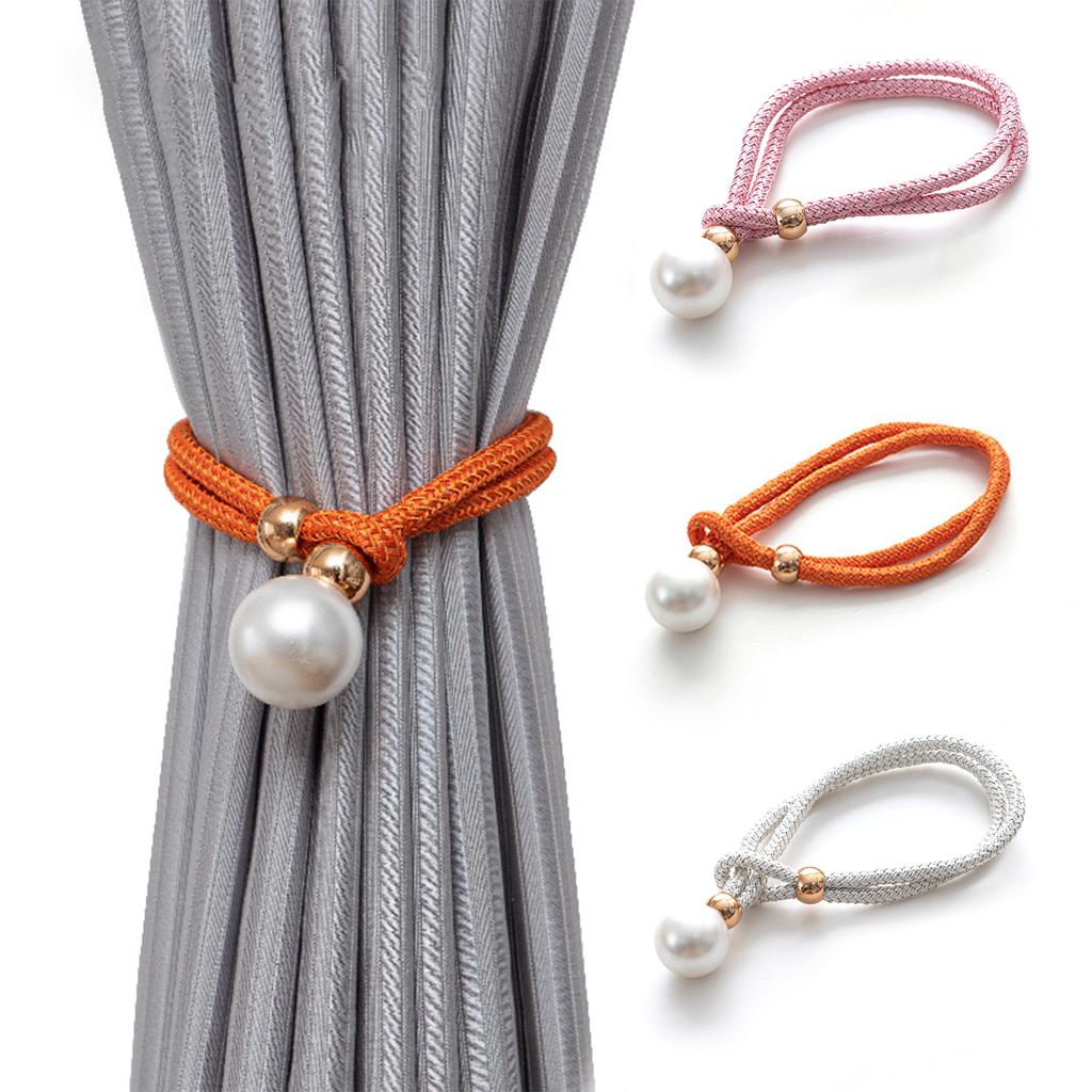2 Stück Vorhang Raffhalter Knoten Falsche Perle Vorhang Raffhalter für Wohnzimmer Silber Weiß